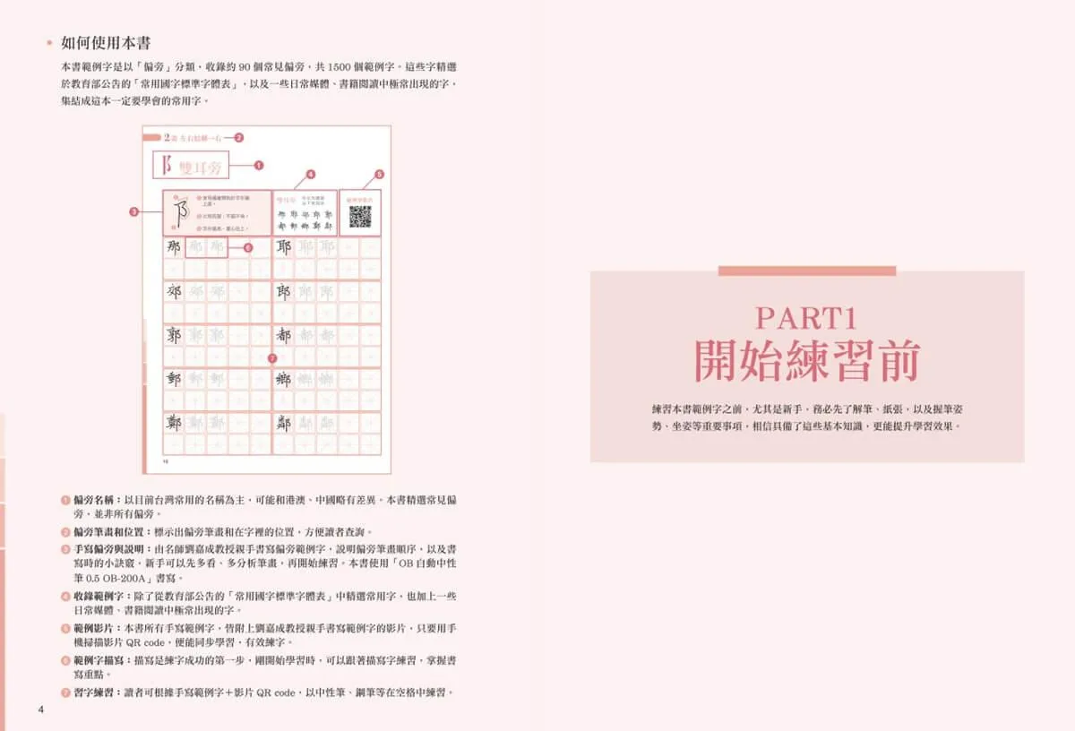 零基礎易學!常用字1500習字帖:精選教育部常用國字標準字,書畫名家全範例字QR code影片教學,提升學習效率